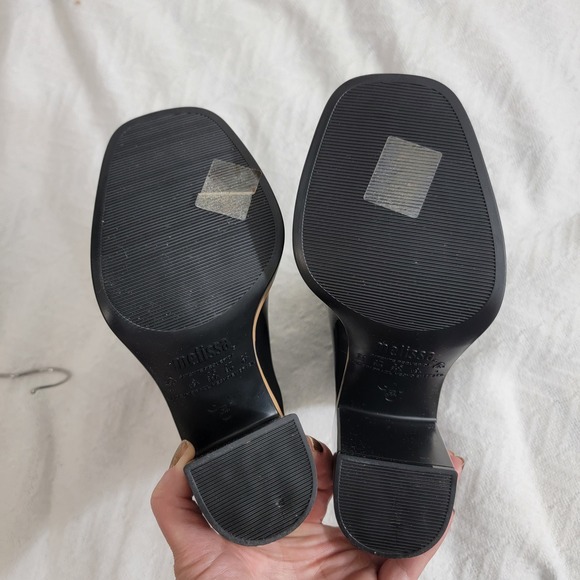 Melissa Classic Chunky Heel Waterproof Rain Boots Square Toe Wellie Black Size 6 - Picture 8 of 16